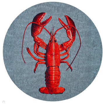 Louis De Poortere Pop Lobster 9389 Steam Red Washable Polyester Flatweave Round Eco-Rug-Louis De Poortere-Rug Love - The Most Loved Rug Store